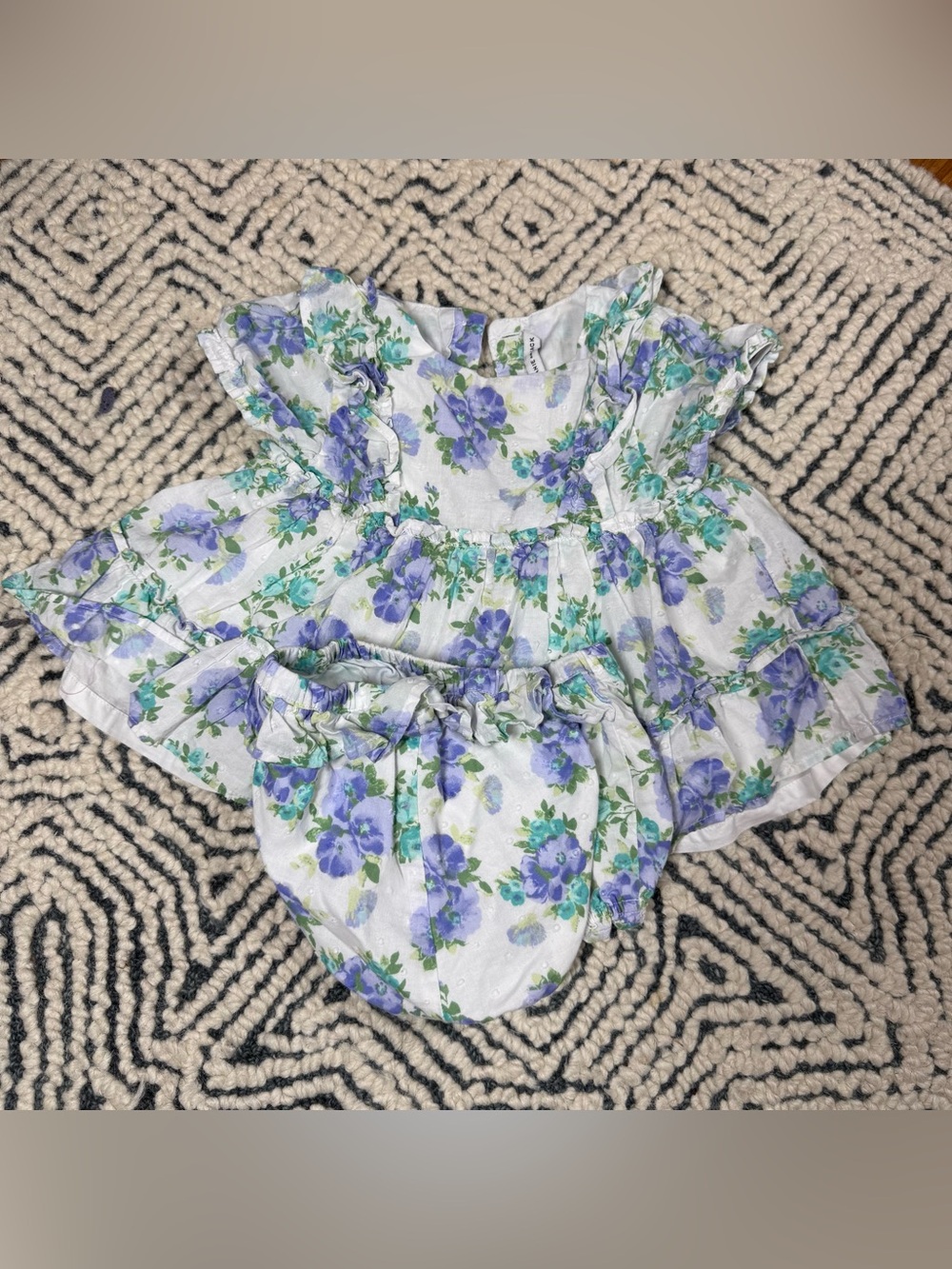Janie and Jack 100% Cotton Baby girl 2-piece Floral Ruffle Bloomer Set